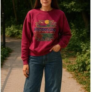 Vintage 90s Red Branson Missouri Ozark Mountains Sweatshirt Small Retro Tourist